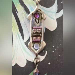 Adaya Mezuzah Sterling Silver and purple necklace